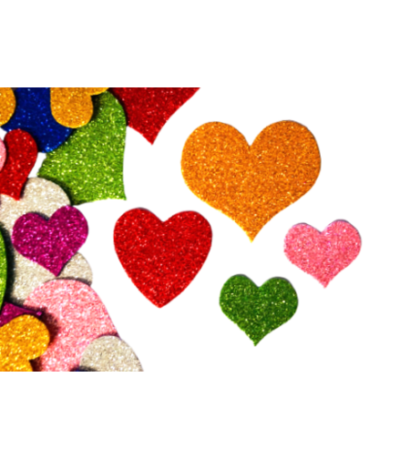 חיתוכי סול נוצץ לבבות 1/70 מגוון גדלים