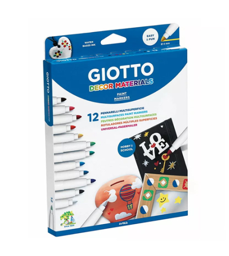 טושי דקור לציור על משטחים שונים 12 יח'