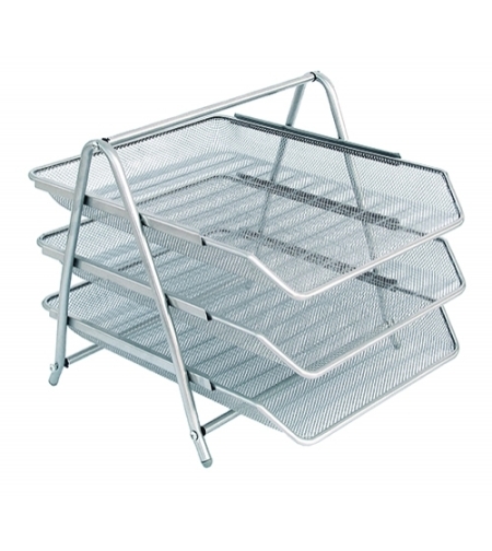 סט מגש 3 קומות רשת מתכת כסוף/שחור CHN/GLI