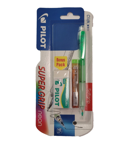 סט עפרון מכני, מחק איכותי וחודים 0.5  pilot HB