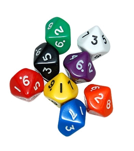 קוביית משחק צבעונית 10 פאות