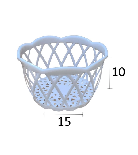 סלסלת פלסטיק עגולה לבנה תחרה