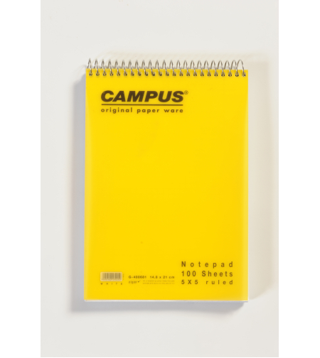 פנקס לבן ספירל פלסטיק קמפוס חשבון A5