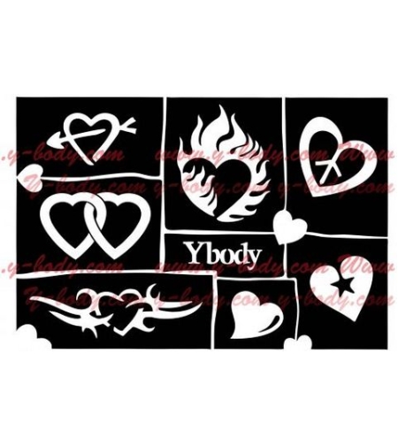 שבלונה לקעקועים  לבבות