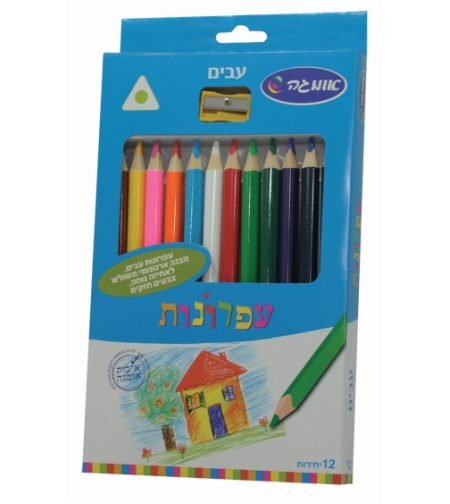 עפרונות צבעוניים משולשים עבים+מחדד
