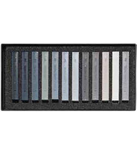 גירי פסטל יבש גווני אפור 12 יח'