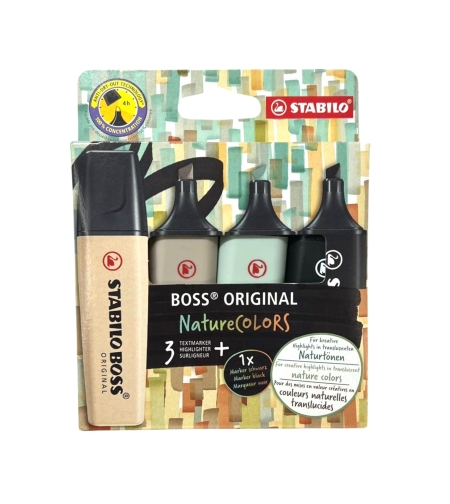 סט 4 מרקרים STABILO צבעי טבע