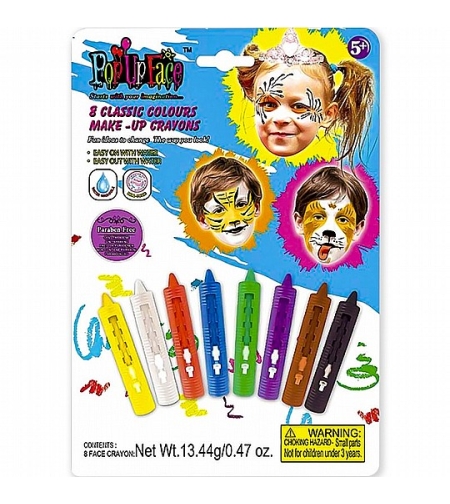 עפרונות צבע לאיפור פנים - 8 גוונים