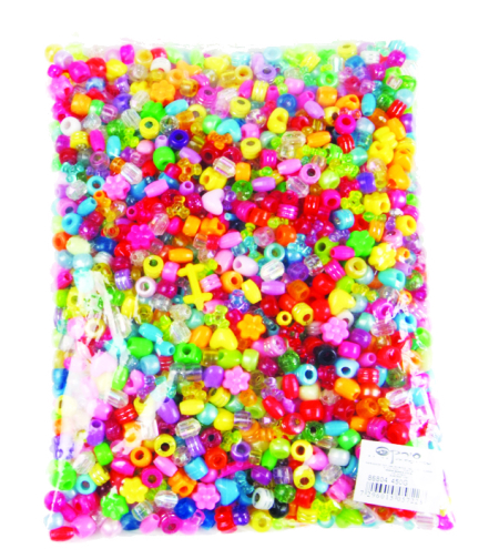 חרוזים פלסטיק מעורב 450 גרם