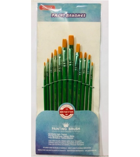 סט מכחולים איכותיים שטוח ידית ירוקה 12 יחידות