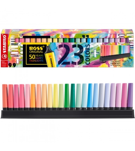 סט 23 מרקרים stabilo עם סטנד לשולחן