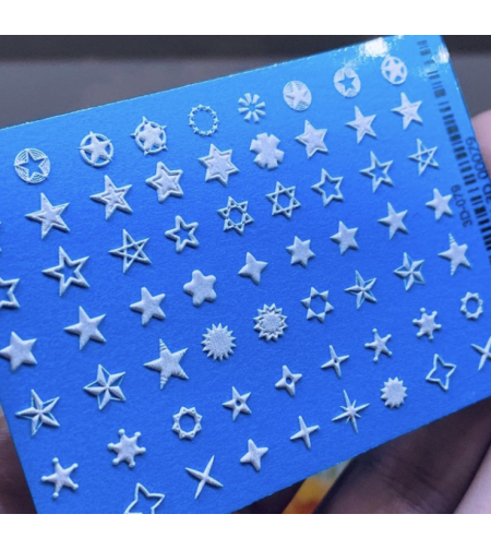 כוכבים וצורות 3D שחור/לבן