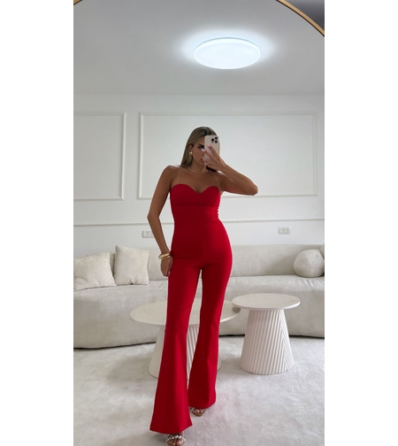 אוברול סטרפלס נטלי אדום