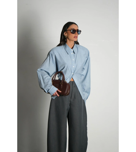 חולצת סילברה משובצת תכלת