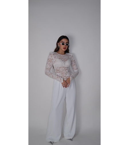 אוברול תחרה - לבן