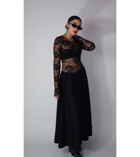 שמלה תחרה מקסי בלון