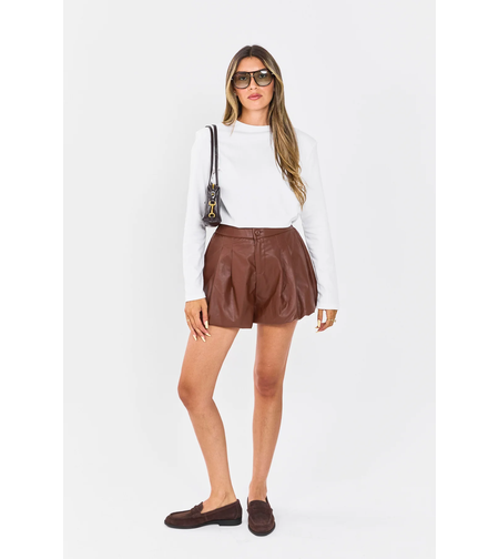 מכנס מאור דמוי עור- חום