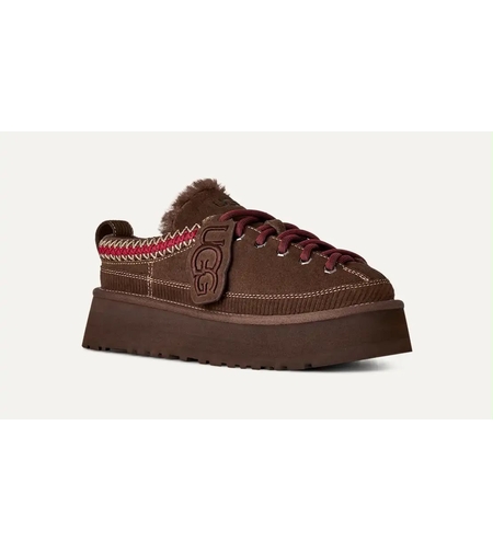 Heritage lace up slipper- שוקולד