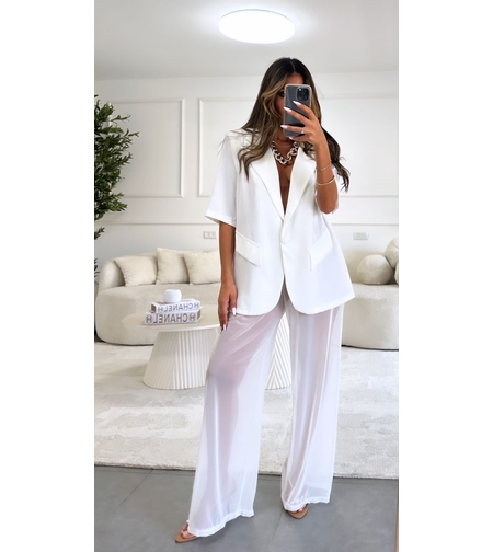 חליפה מכנס רשת - לבן