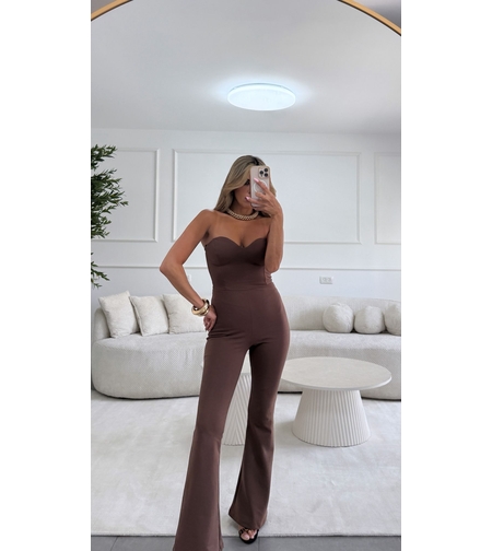 אוברול סטרפלס נטלי חום