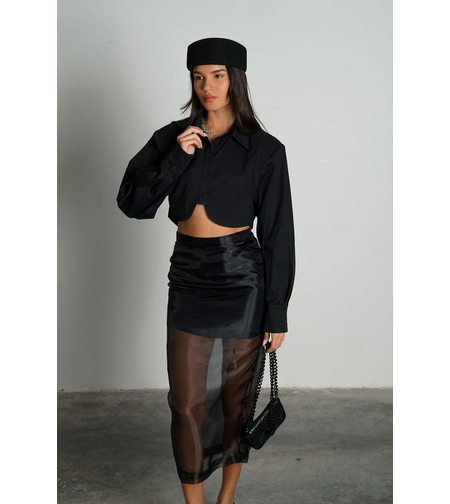 חולצת סטריפ - שחור