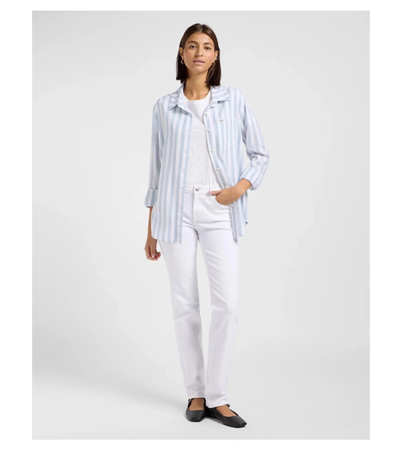 חולצה מכופתרת תערובת פישתן- תכלת