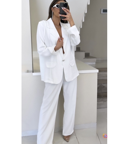 חליפת כפתור יהלום - לבן