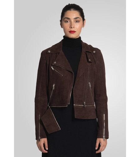 ג׳קט עור ז׳מס ריץ׳ ראץ׳ נשלף - חום קקאו