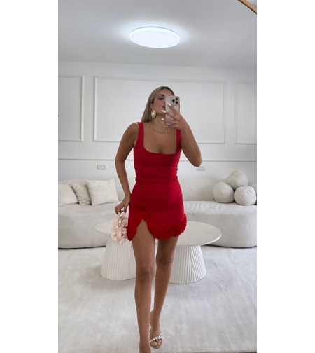 שמלה פרחים אדום