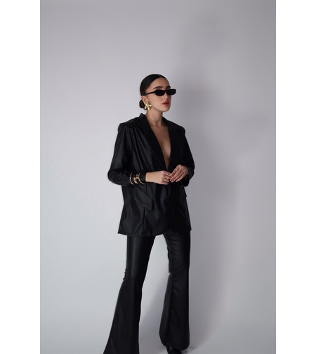 חליפת בלייזר עור - שחור