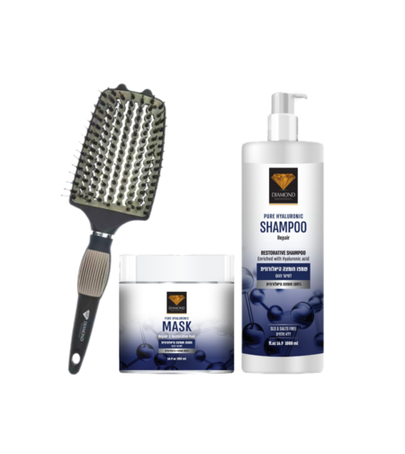 חבילת טיפוח חומצה היאלורונית+מברשת דיאמונד פרימיום