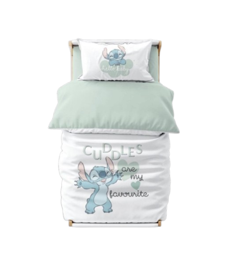 סט מצעים למיטת תינוק דגם סטיץ' חיבוקים