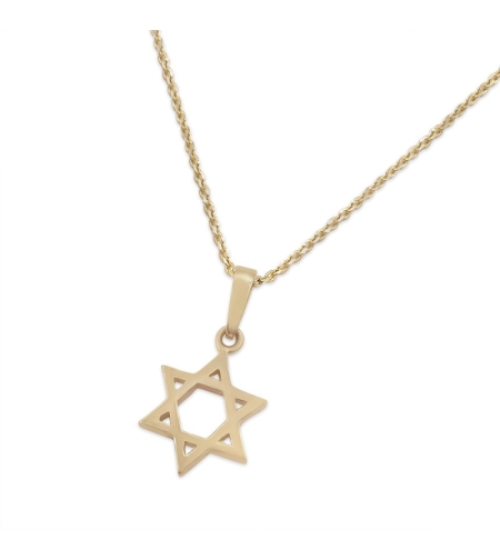 14K Gold Star of David Small Pendant