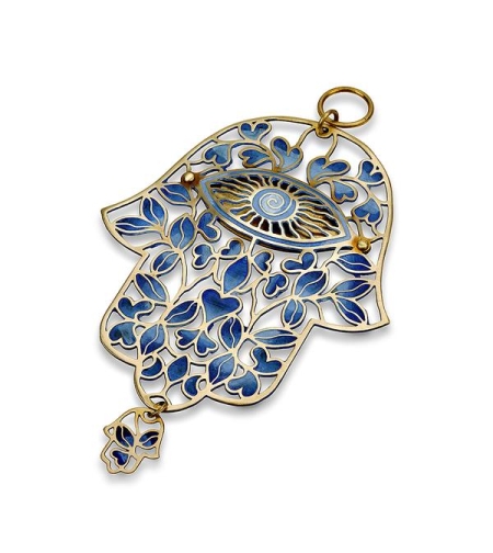HAMSA LEAVES & HEARTS BLUE