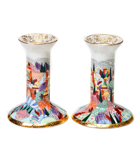 CANDLESTICKS CLASSICAL FORM JERUSALEM OF GOLD