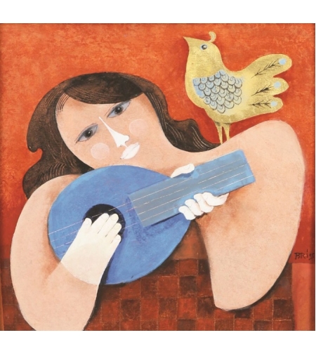 Mandolin Player and a Pigeon