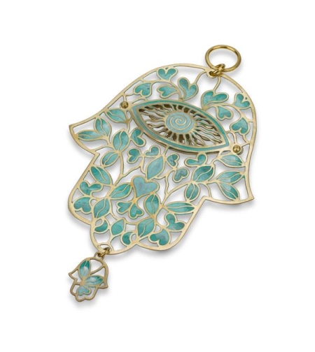 HAMSA LEAVES & HEARTS GREEN
