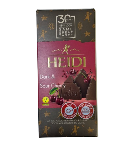 טבלת שוקולד HEIDI שוקולד מריר עם דובדבנים חמוצים