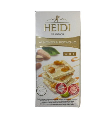 טבלת שוקולד HEIDI שוקולד לבן עם שקדים ואגוזי לוז
