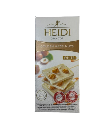 טבלת שוקולד HEIDI שוקולד לבן עם אגוזי לוז מוזהבים