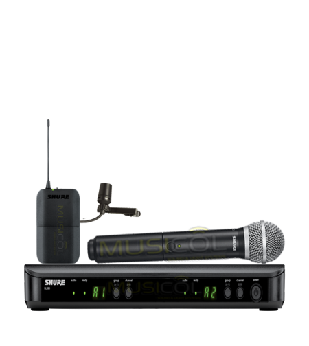 זוג מיקרופונים אלחוטיים ידני + נק מייק SHURE BLX1288E/CVL