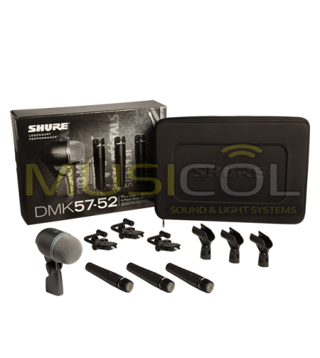 סט 4 מיקרופונים לתופים במזוודה SHURE DMK57-52