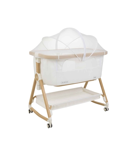 עריסה נצמדת NOA לבן שלד דמוי עץ