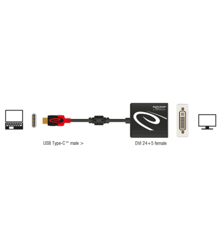 מתאם USB-C זכר לחיבור מסך DVI 4K 30 Hz