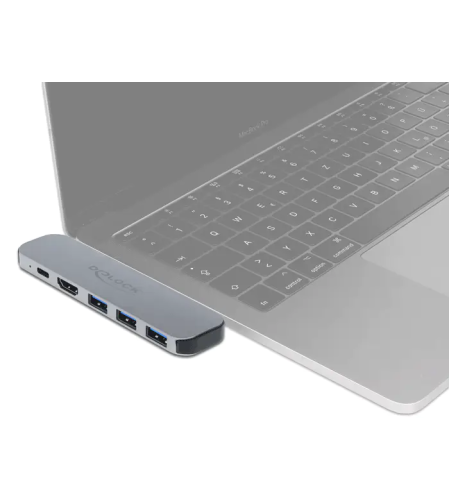 תחנת עגינה Thunderbolt™3 4K עבור MacBook ל- 2 מסכים בו זמנית עם אספקת מתח דגם Delock D87753