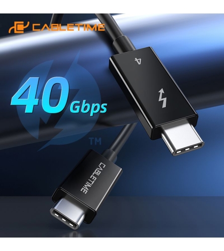 CableTime Thunderbolt 4 Cable C to C, 8K60Hz, 40Gbps, 100W, 1.8M