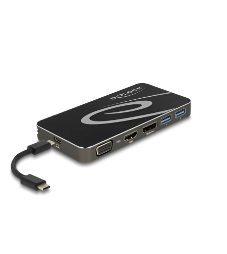 תחנת עגינה אוניברסלית USB-C 3.2 4K ל- 3 מסכים בו זמנית עם אספקת מתח דגם Delock D87773