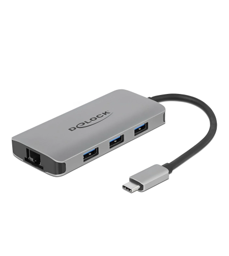 מפצל USB HUB משרדי USB-C 3.2 Gen 1 PD עם 3 כניסות USB-A + רשת Delock Giga