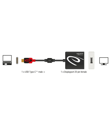 מתאם USB-C זכר לחיבור מסך DisplayPort 4K 60 Hz