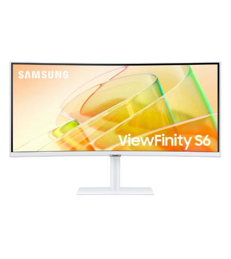 מסך מחשב ‏34 ‏אינטש Samsung ViewFinity S6 S34C650TAM Thunderbolt 4 & Lan,KVM צבע לבן סמסונג